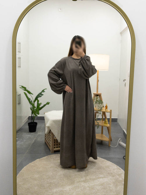 Long large abaya made of corduroy
